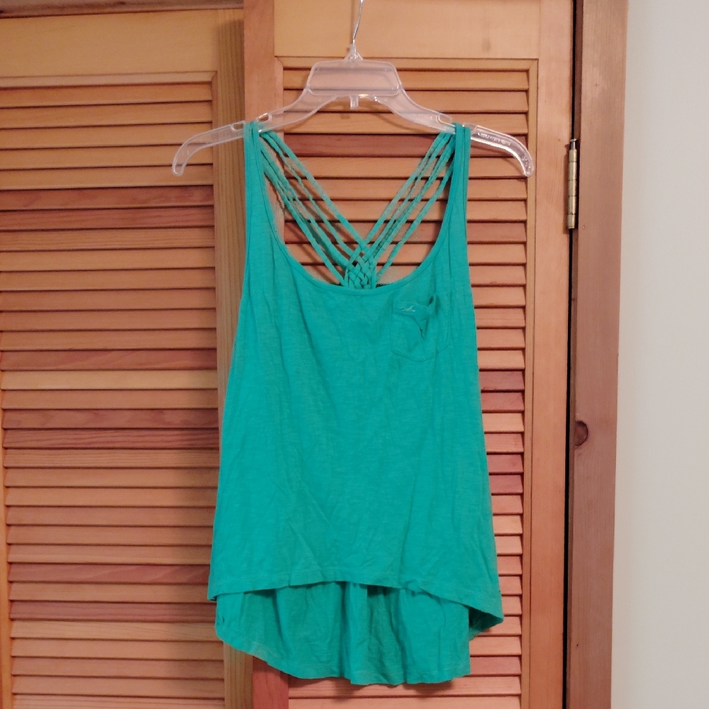 Hollister Green Asymmetrical Backless Tank Top